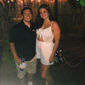 American Eagle White Knot Front Romper